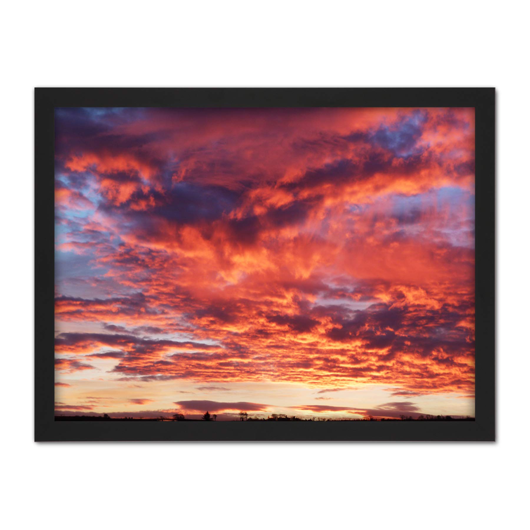 Artery8 Beautiful Sky Clouds Sunset Photo Artwork Framed Wall Art Print 18X24 Inch