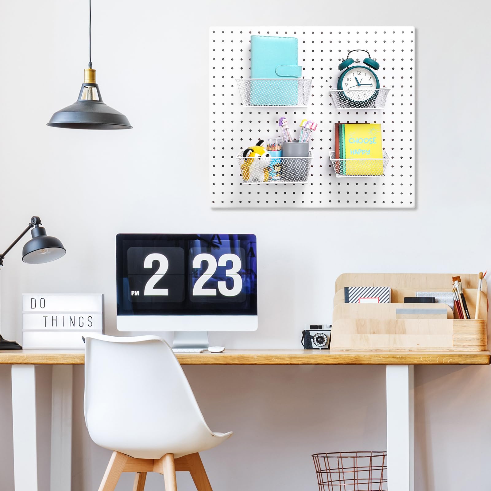 Sieral Stecktafel-Körbe, Metalldraht, Regalkörbe, Stecktafel-Organizer, Zubehör, Wandhalterung, Organizer, Aufsätze für Garage, Werkbank, verschiedene Werkzeugzubehör, 2 Größen (weiß, klein, mittel),