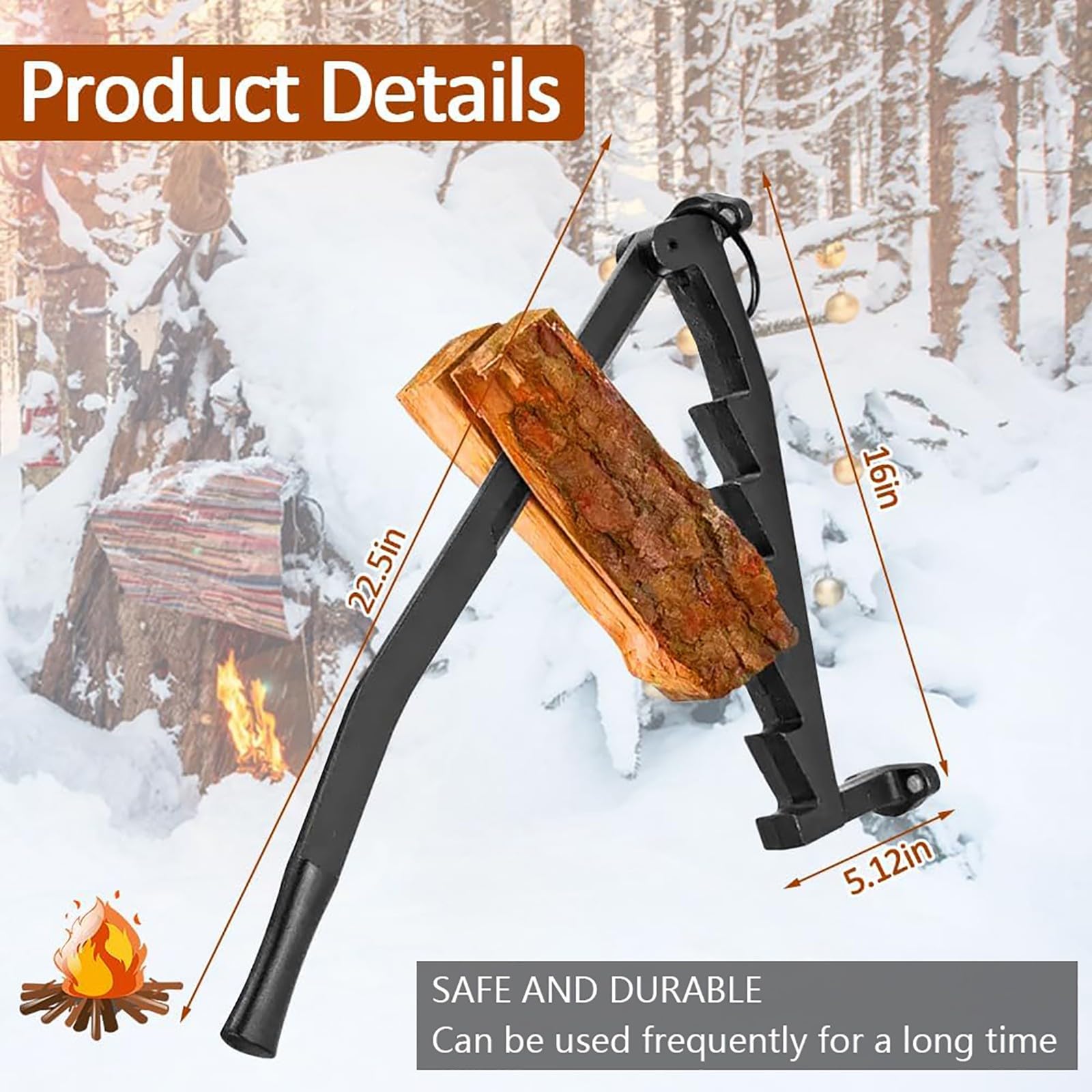 Fendeuse De Bois Murale, Fendeuse De Bois D'allumage en Acier À Haute Teneur en Carbone, Fendeuse De Bûches De Conception De Coupe De Style Levier pour Le Camping