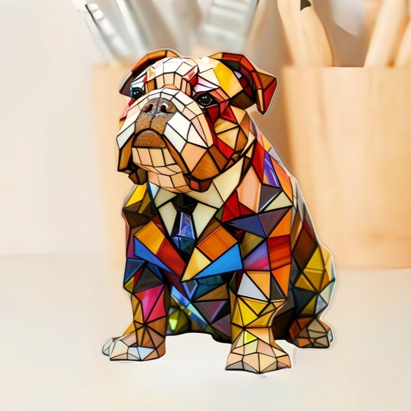 HOPASRISEE Tiffany Cat Lamp, Mosaic Cat Lamp, LED Lamps Corgi/Pug/ - Handmade Resin Bedside Lamps, Home Decor for Bedroom Lighting for Cats and Dog Lovers [Energy Class A](E)