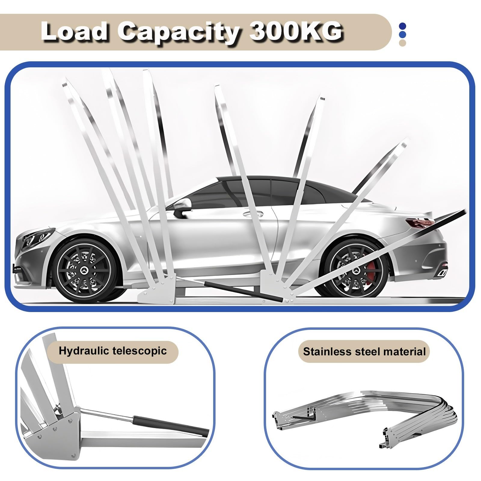 Garage Pieghevole per Auto, Tettoia per Auto Telescopica Portatile con Serratura, Telescopico Tenda per Auto Mobile da Esterno, Resistente a Pioggia e Neve, per Auto, SUV