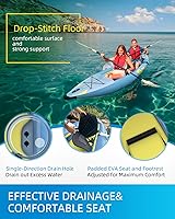 Vista 5 de OCEANBROAD Kayak hinchable, con paleta, asiento de kayak, pedal, bomba de mano y bolsa, 1 persona2 personas, azulazul cielo