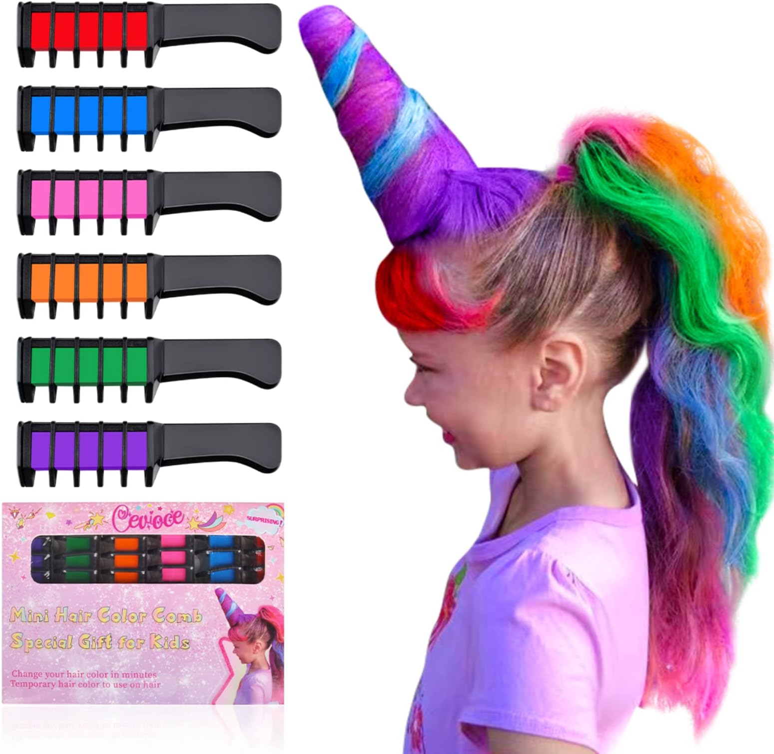CevioceHair Chalk for Girls: Temporary Hair Color, Washable Dye, Makeup Kit, Stocking Stuffers for Teens - Birthday, Christmas Gifts for Ages 4-10