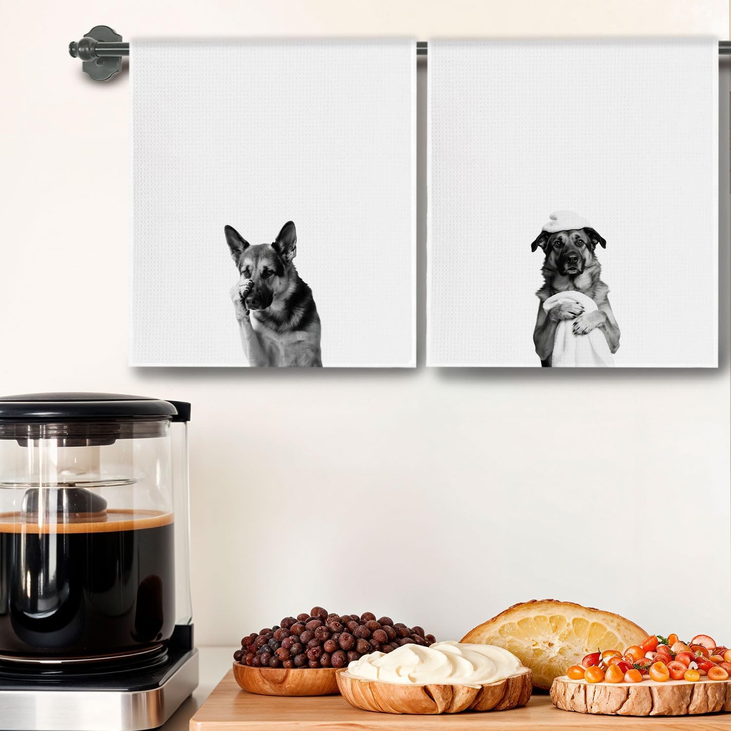 Funny German Shepherd Dog Bathroom Hand Towels, German Shepherd Gifts for Women Men, Dog Lover Gifts Decorative Hand Towels for Bathroom Washroom Toilet Restroom, 16x24 Inches Set of 4 - Image 3