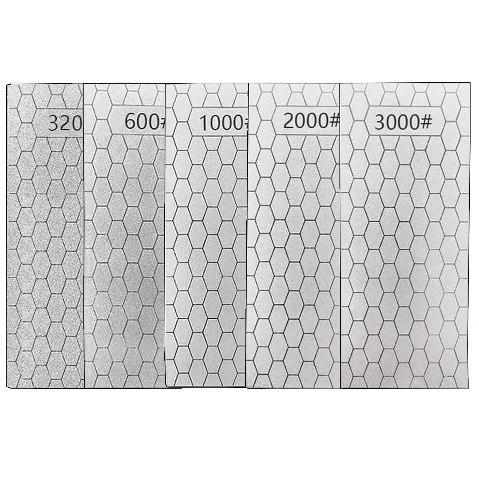 Diamond Sharpening Stone, 5 Pcs Knife Sharpening Stone for Kitchen Sharpening, Diamond Lapping Plate Coarse/Medium/Fine Grit Sharpener, 320/600/1000/2000/3000 Grit