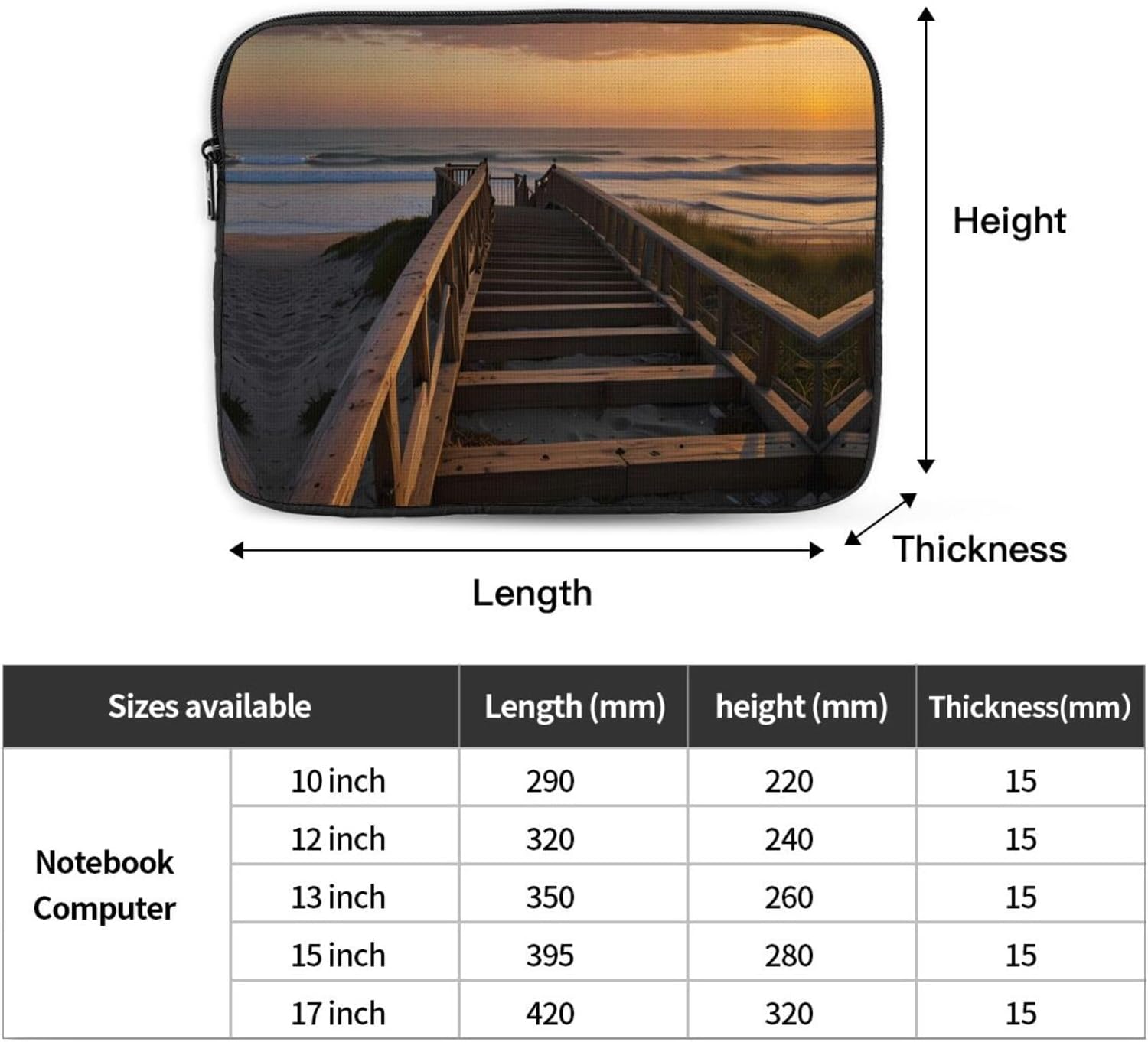 StairsSunset Printed 12 inch Laptop Case, Business/Office Commuter Laptop Case image 4