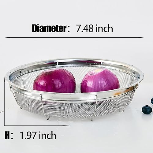 Miniatura 2 de Colador de malla fina para cocina, cuenco colador de acero inoxidable para pasta, arroz, fruta, cestas de red de metal con base de descanso,