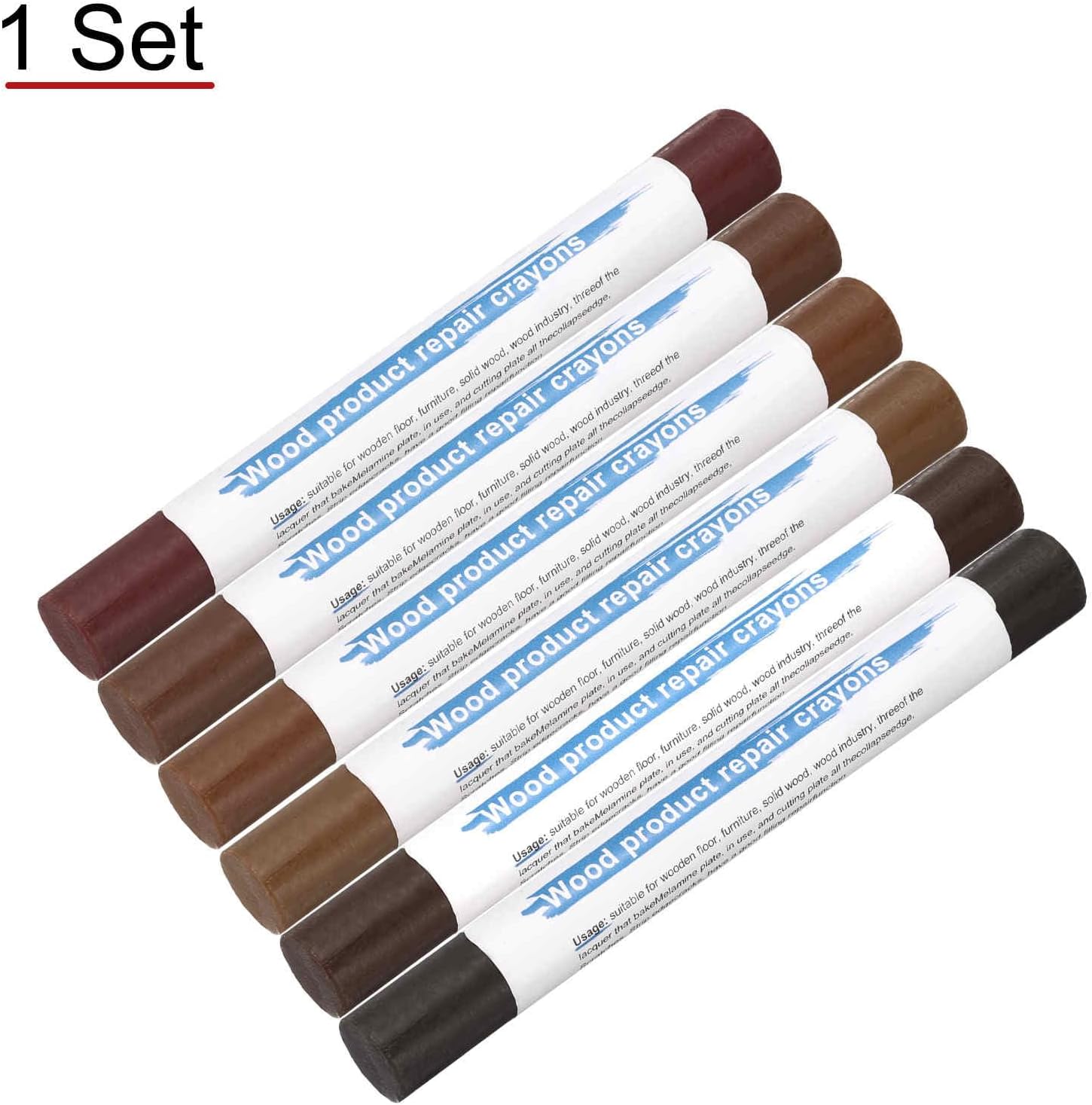 HARFINGTON Wood Filler Sticks 6 Colors Wooden Wax Touch Up Furniture Repair Crayons for Wood Brown, Rosewood, Wood, Teak, Brown Walnut