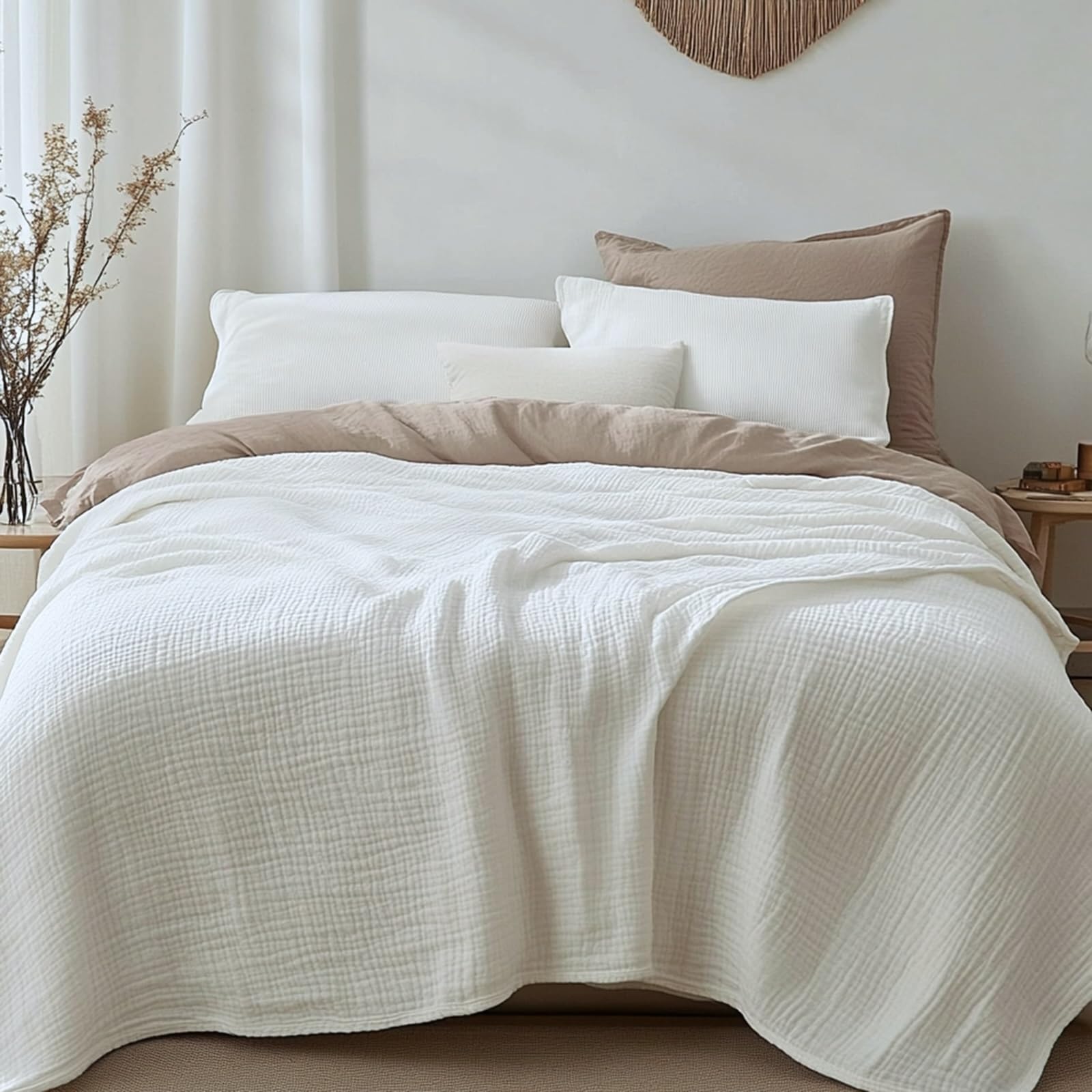 LAST MODA Muslin Blanket 100% Cotton Blanket Throw 60”x80”, Lightweight Breathable Summer Throw. Supersoft 4-Layer Gauze Throw Blanket for Sofa, Couch