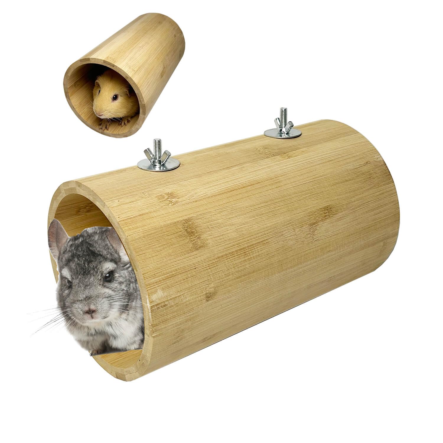Yulexpy Chinchilla Natural Bamboo Hanging Tunnel Toys, Small Animals Tunnel Tube, Chinchilla Cage Accessories for Ferret Guinea Pig Rat Hiding and