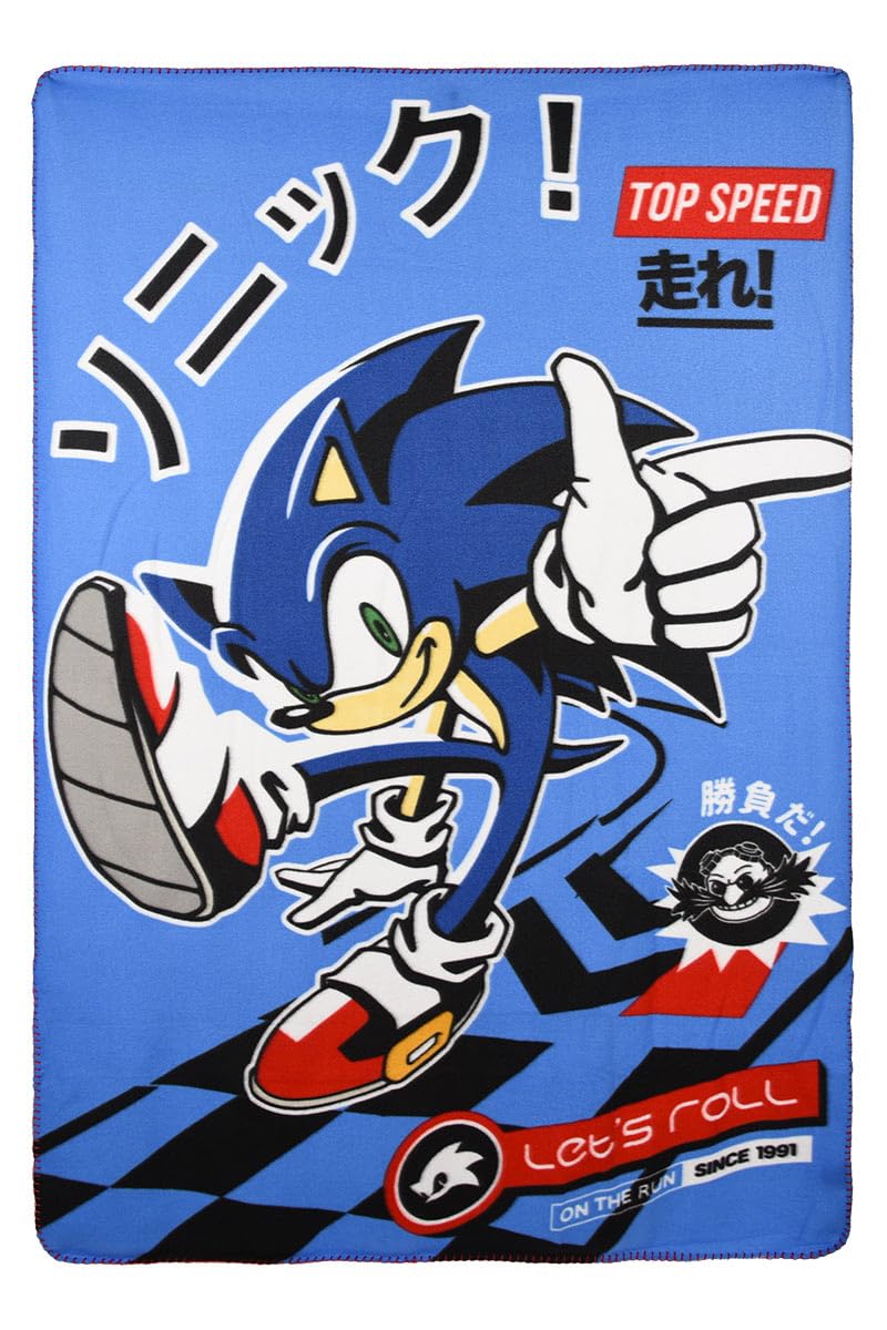 Sonic The Hedgehog Manta, Diseño Sonic el Erizo Manta, Manta de Sofá Cama, Forro Polar Suave y Cálida, Regalo para Niños y Adolescentes, 100 x 150 CM
