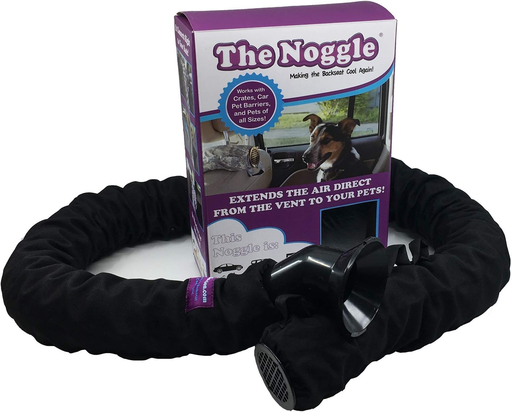 The Noggle - Making the Backseat Cool Again - Unique Air Vent Extender Provides Hot or Cold Air Direct from the Vent to Your Pets -Ideal Car Accessories for Kids While Traveling- 10ft, Black Ice