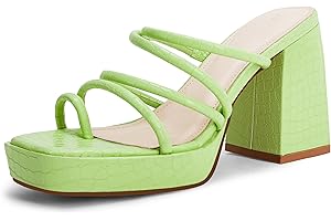 Eye-Catching Lime Green Platform Heels With Strappy Details