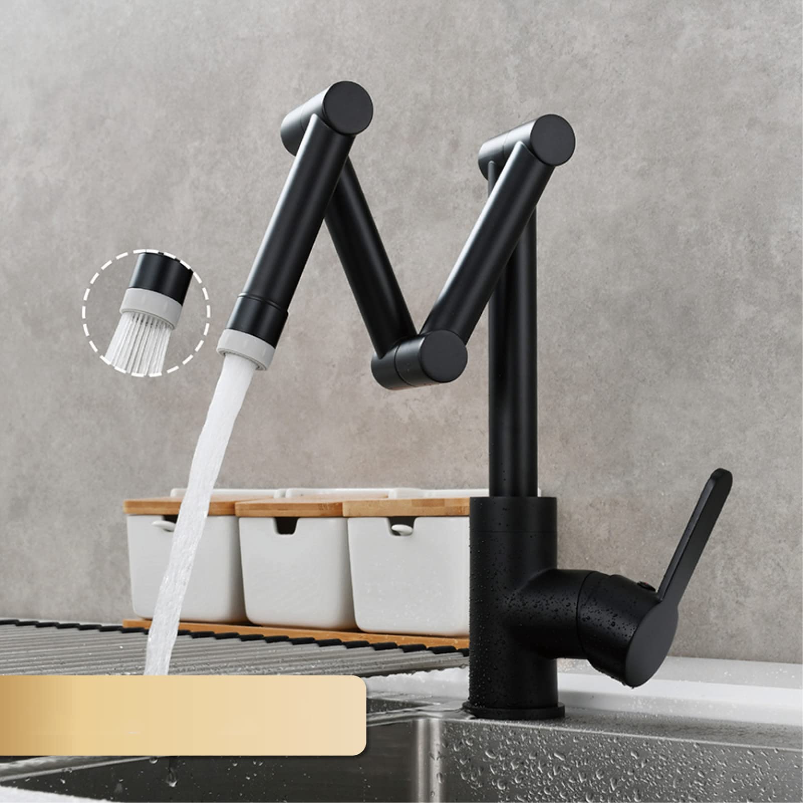 Yjyjy 2 Function Black Faucet Brass Pot Filler Faucet Deck Mounted Triple Joint Swing Arm Kitchen Faucet With Hot And Cold Water Brushed Finish Extendable And Foldable Design 2 Functions Tap