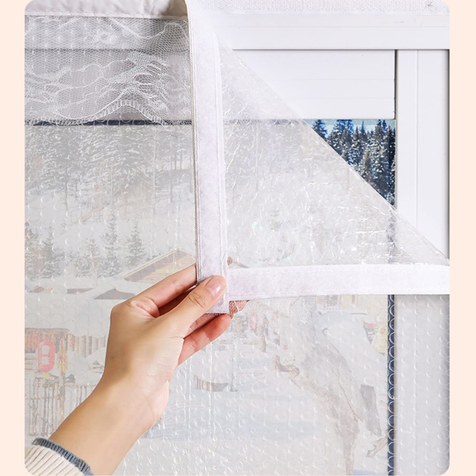 Produktbild von Wärmeschutzvorhang Fenster-Isolierfolie,Thermovorhang Kälteschutz Und Winddicht Im Winter,Isolier-Schutz-Vorhang,Multifunktions Dichtung Plane,mit Klettverschluss,Anpassbar (W*H:180x100cm(71x39in