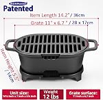 IronMaster Mini portatif BBQ Grill de charbon, 100% Fer à repasser, Durable, Barbecue Hibachi Grill, parfait pour le camping en plein air - Surface de grille 28 cm x 17 cm pour 1-2 personnes