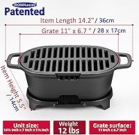 Vista 6 de IronMaster Mini parrilla Hibachi 100% de hierro fundido, pequeña parrilla de carbón portátil para acampar al aire libre, superficie de parrilla