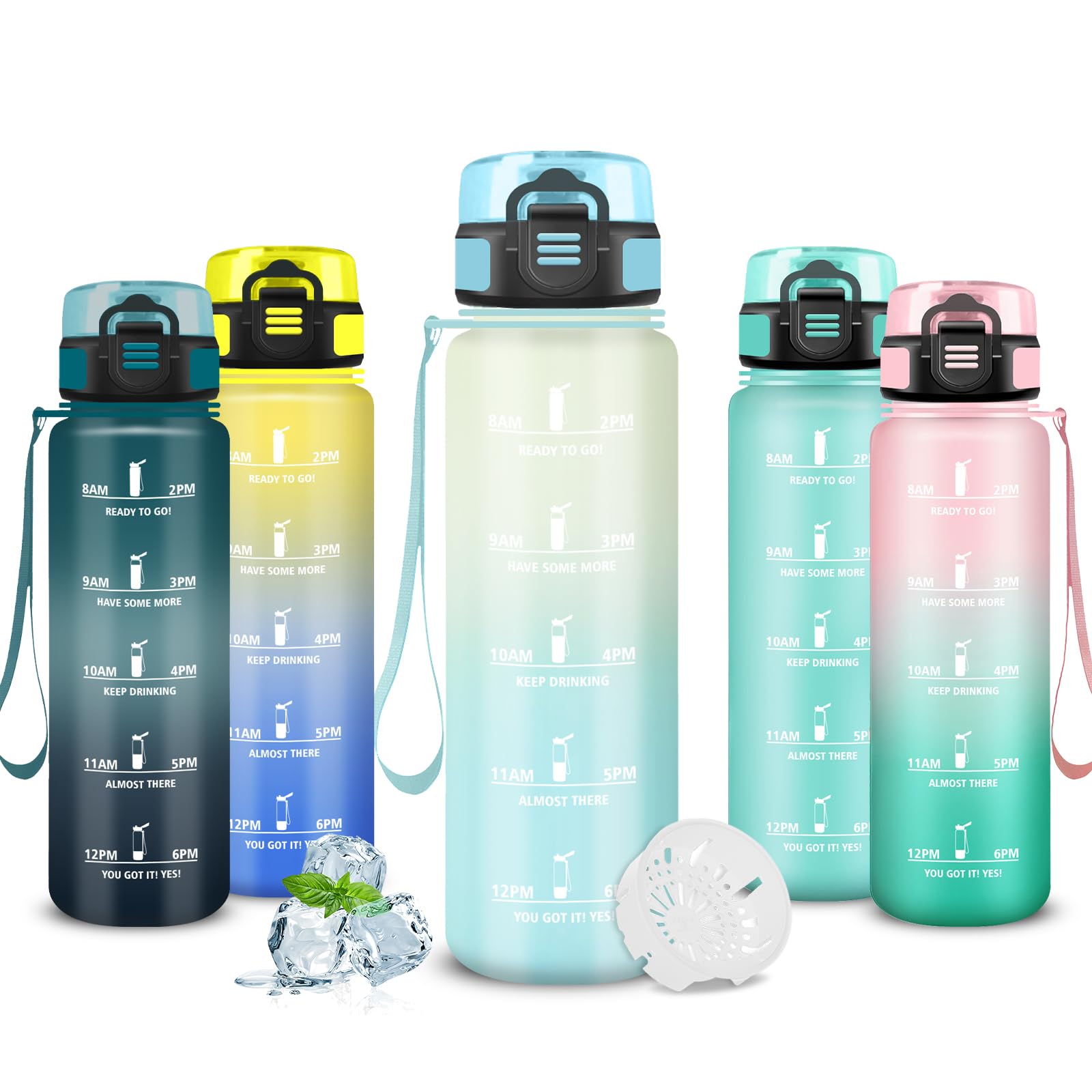 Mujigaga Gourde Enfant, Gourde 500ml, Anti Fuite, Gourdes Graduée pour 1 Journee, Facile à Nettoyer, Gourdes Enfant anti Fuite, Bouteille d'eau pour École, Camping, Vélo, Natation, Après-Sport - 2