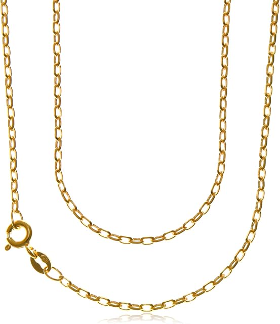 Alexander Castle 9ct Yellow Gold Rolo Belcher Chain Necklace - 2.4g - 18" (45cm) - Width 1.5mm - Gold Necklace For Women - Comes In A Jewellery Presentation Gift Box