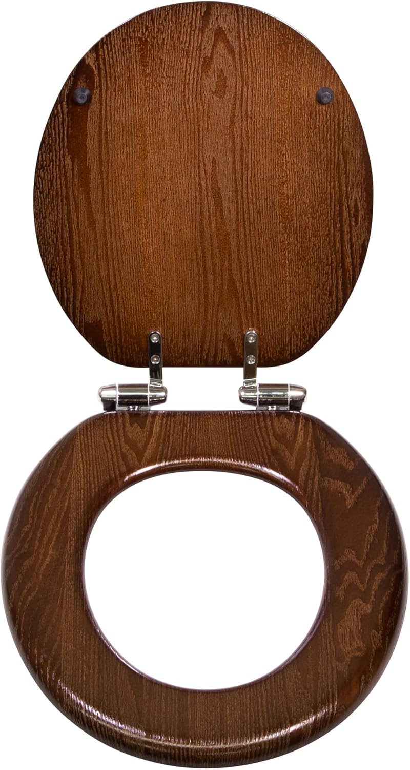 Design House Dalton Wooden Round Soft Close Toilet Seat, Java Brown, Quick Release, Easy to Install – Design House 561241-JV