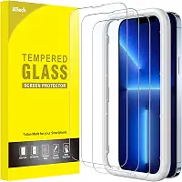 JETech Película de Vidro Temperado de Cobertura Total para iPhone 13 Pro Max 6,7 Polegadas, Protetor de Tela com Ferramenta, Compatível Capa, HD Transparente, Pacote com 3