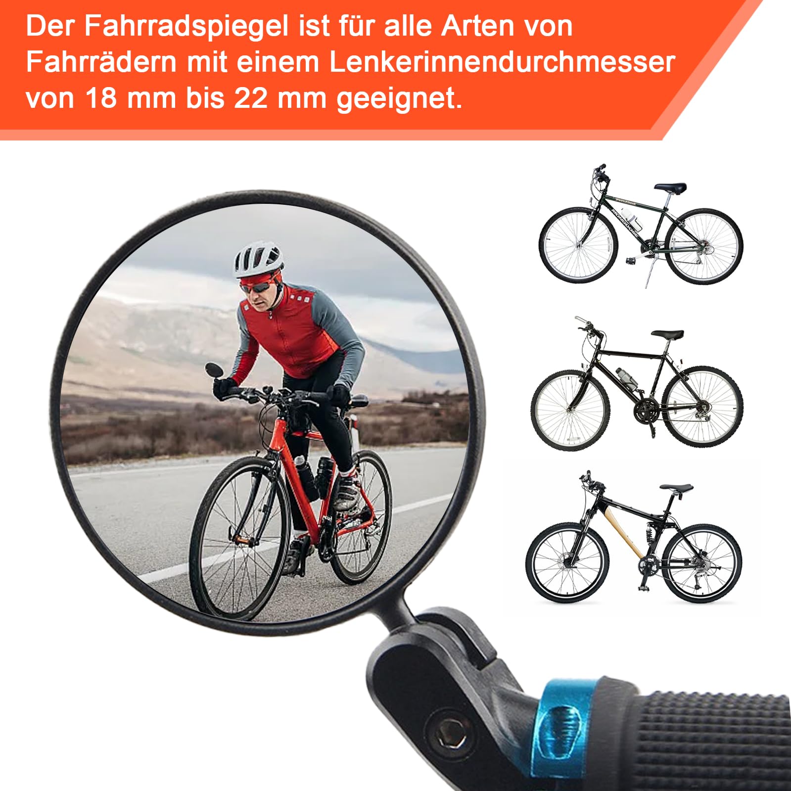 Fahrradspiegel 2er Set - Weitwinkel Rückspiegel Klappbar Für 15-35mm Lenker