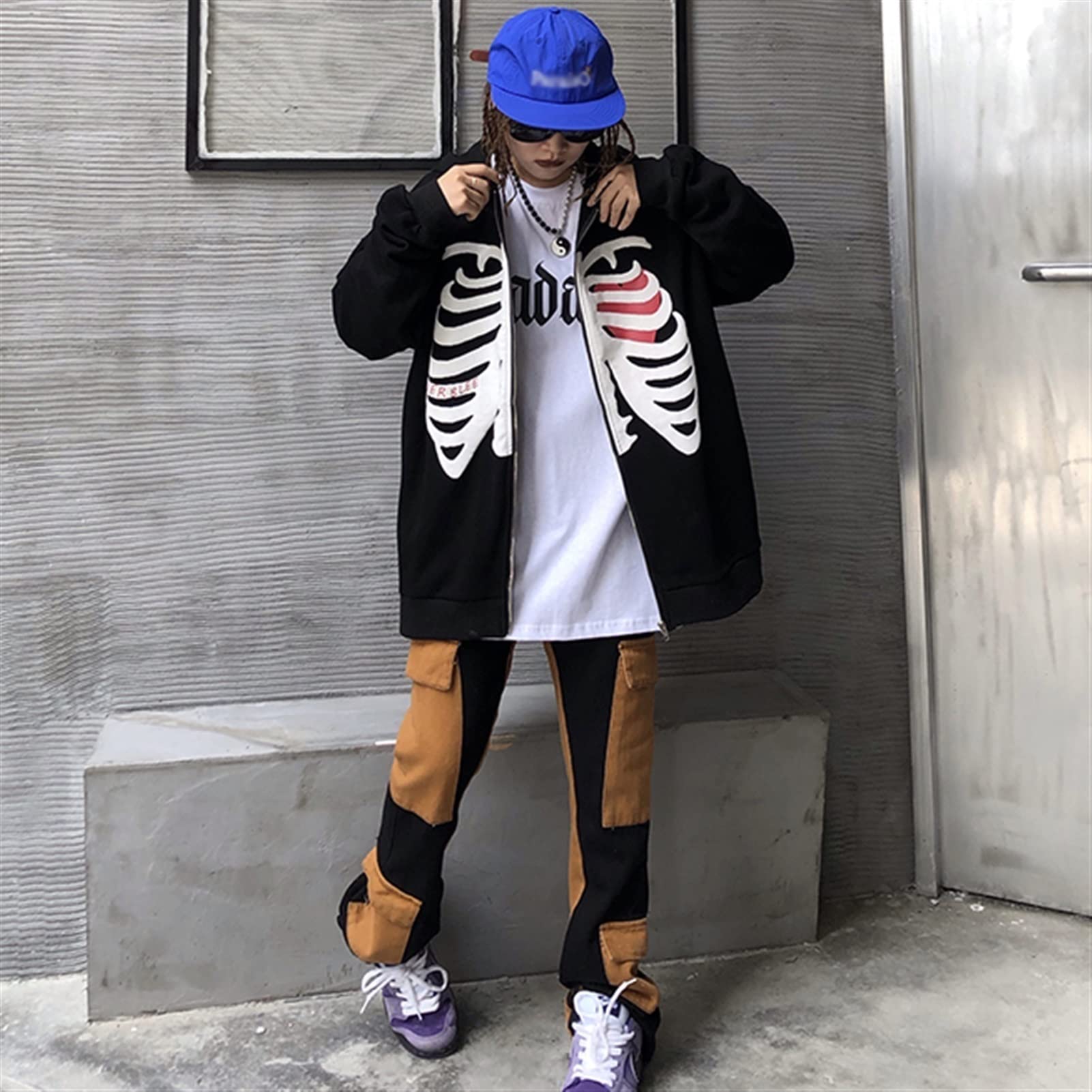 SGSD Esthetische Jas Oversized, Sweatjas, Hip Hop, Vriendin Jas, Tienermeisjes Kleding E-Girl, Capuchon Jas, Langarm Y2k Jas, College Jas, Gothische Harajuku, Capuchon Trui, Mantel, AAA zwart, L