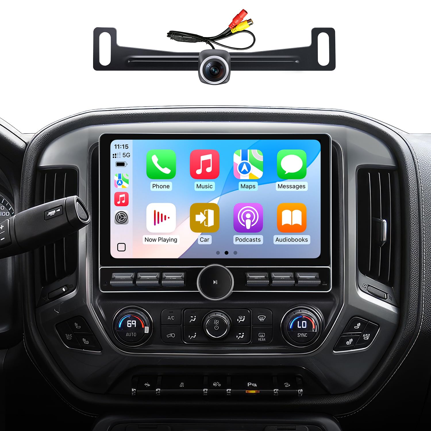 for Chevy Silverado Car Radio/GMC Sierra Stereo 2014-2018 |Wireless CarPlay Android Auto| Single Knob Keybutton Touch Screen| Android 13.0| AM/FM |Steering Wheel Control