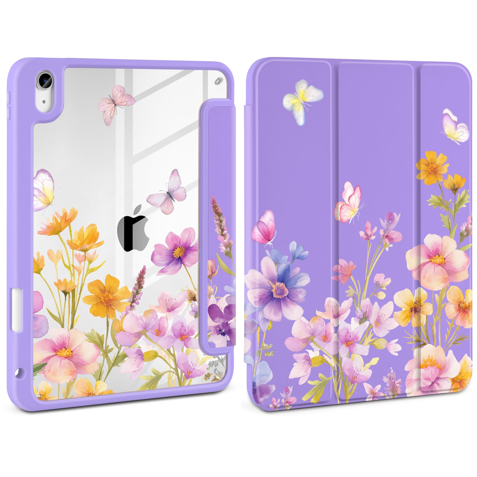Loyrina Case for iPad Air 13 inch 2025 M3 2024 M2 Release Slim Lightweight Shockproof Cute Violet Cover with Clear Back TPU Edge Pencil Holder Trifold