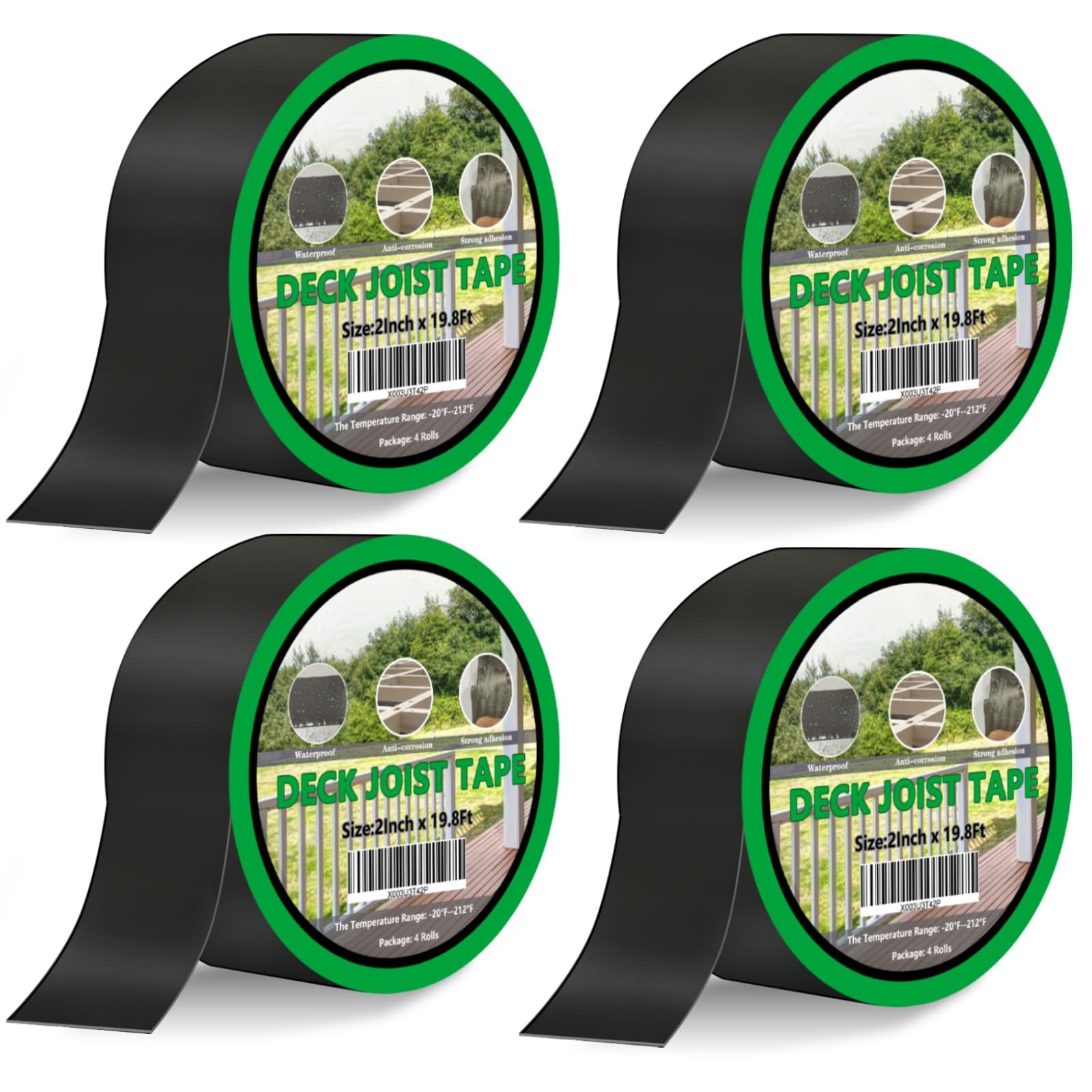 Photo 1 of Deck Joist Tape for Decking,Upgraded Leak Proof Butyl Seal Strip, Multi-Use Repair for Boat and Pipe Sealing, HVAC Ducts, Roof Crack, RV, Awning, Window Sealing Deck Tape Joist 2Inch x 19.8Ft-4Rolls