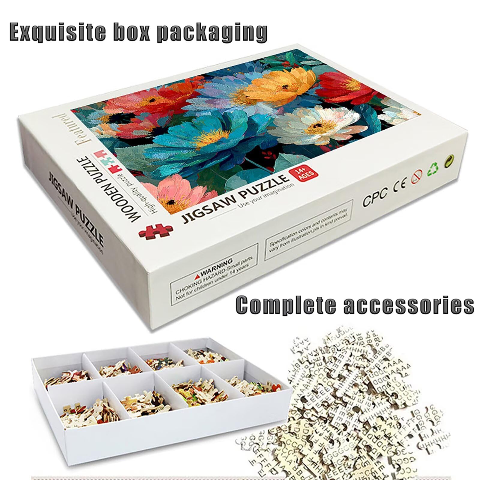 Puzzle kwiatowe 5000 sztuk dla dorosłych, drewniane puzzle z pudełkiem 156 x 105 cm, pomysł na prezent dla mężczyzn i kobiet, zabawne gry rodzinne, wykwintne pudełko na prezent, dekoracja do domu na