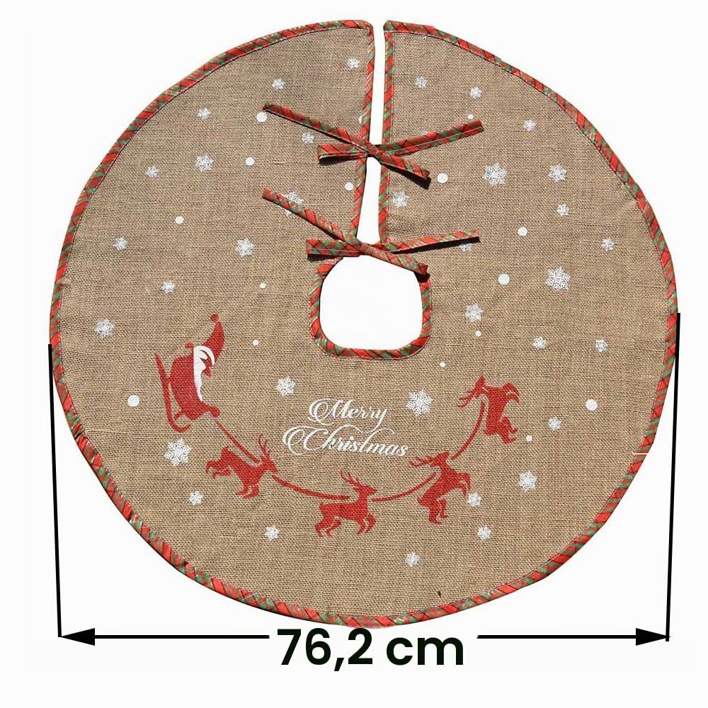 Tapis cache-pied de sapin de Noël Amajoy toile jute flocons neige blancs 30" décoration fête motif écossais rouge vert