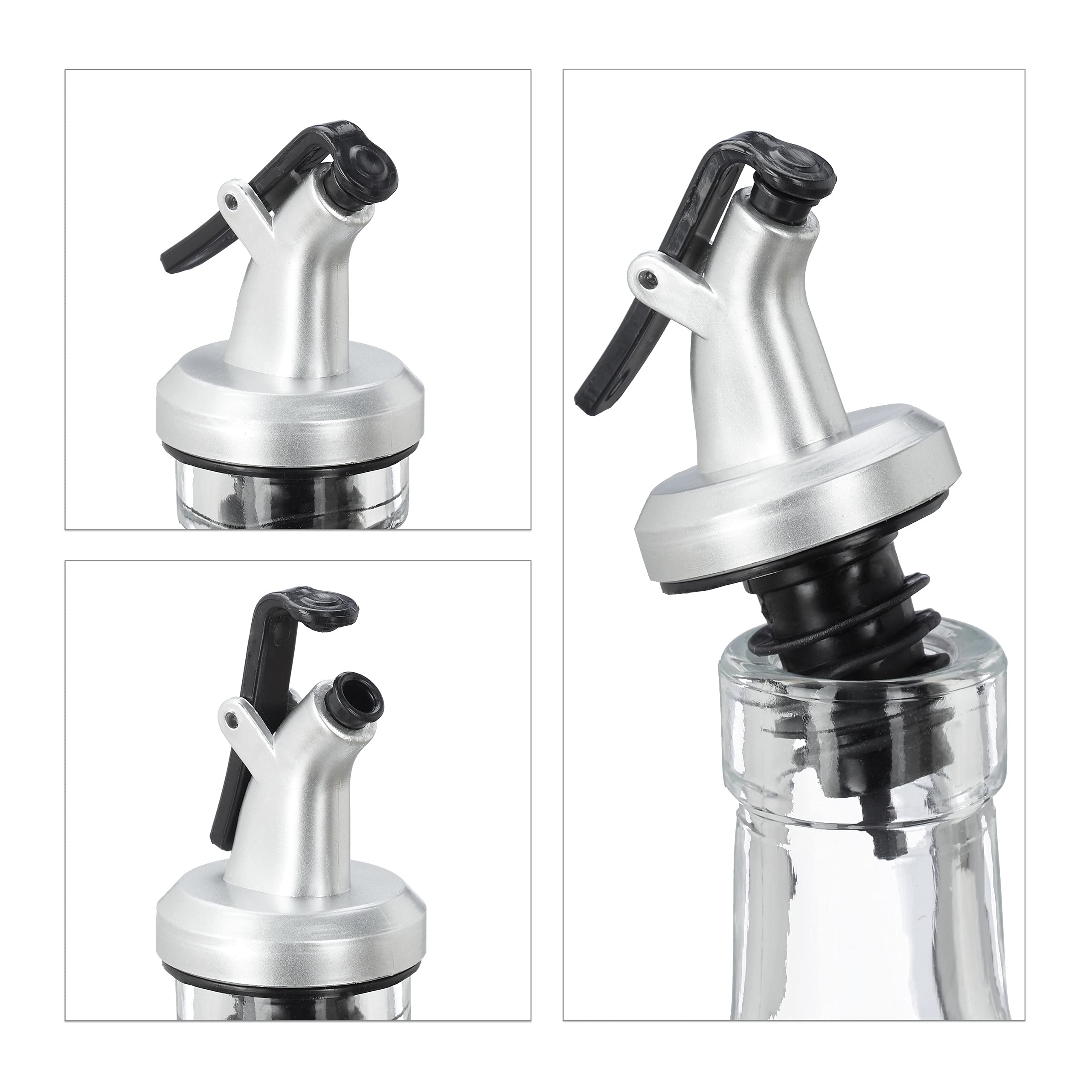 Relaxdays Dozownik octu i oleju, 300 ml butelki szklane, nalewak, oliwa z oliwek, winegret, 2 x butelka na olej, przezroczysta
