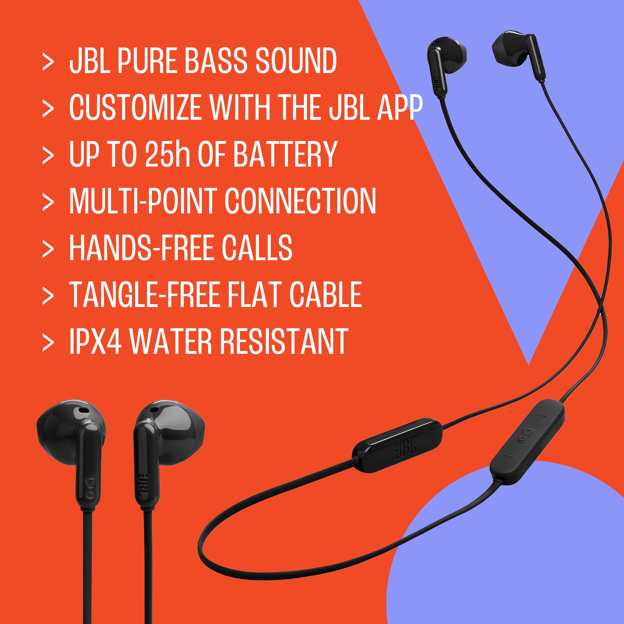 JBL Tune 235BT, Écouteurs Intra-Auriculaires Bluetooth, Noir | Câble Anti-enchevêtrement et Basses Puissantes, 25 Heures d’autonomie, Modèle Universel, avec 1 Télécommande/Microphone