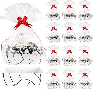 Kolewo4ever 36 Pieces 12 Pack Volleyball Baskets for Gifts Empty Volleyball Senior Night Baskets 8x10inch Gift Basket Kit for Gifts Empty to Fill for Sport Party Holiday Gift Packaging