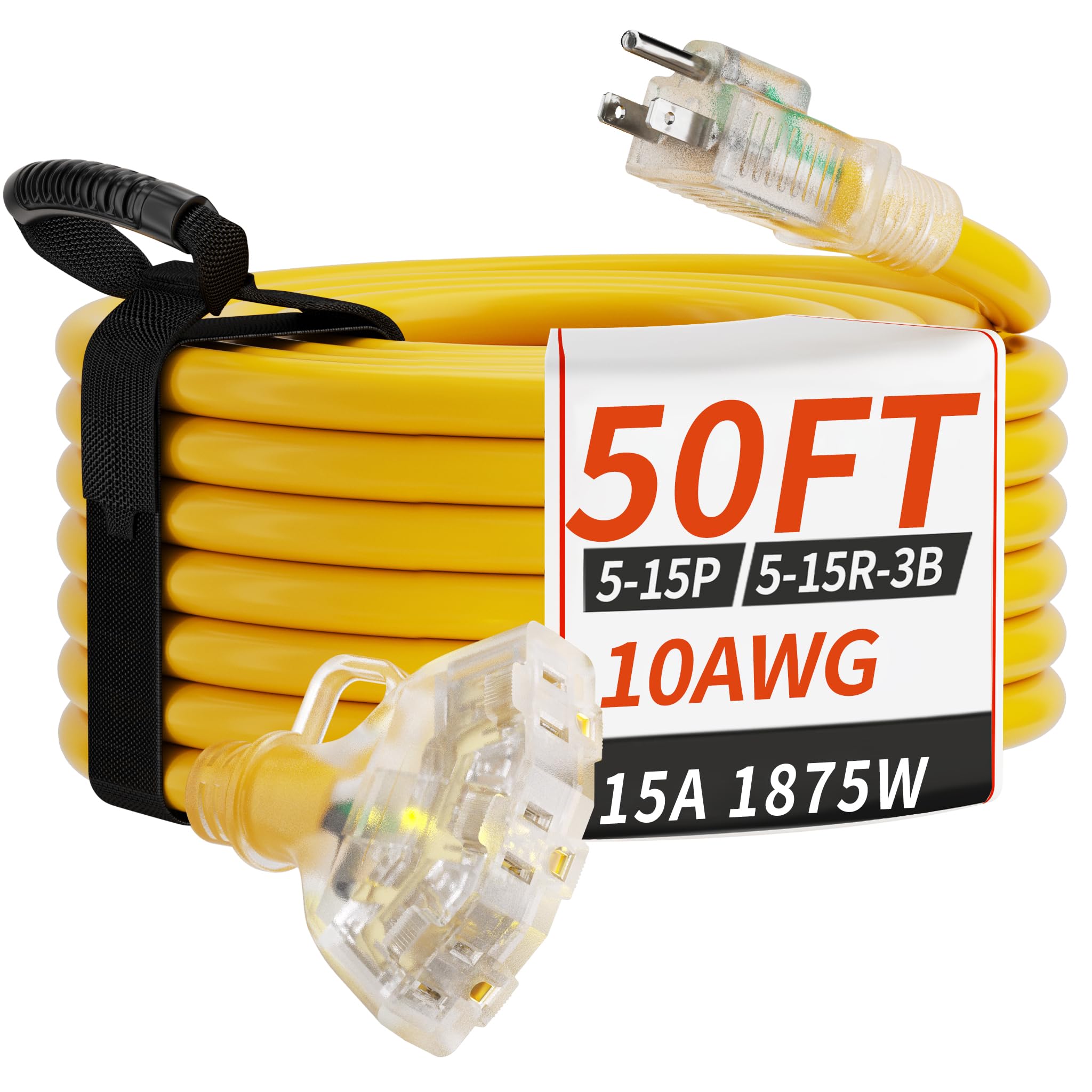 PlugSaf 50 FT 10 Gauge Multi-Outlet Cord
