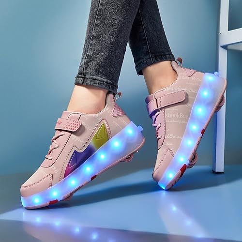 Miniatura 5 de RESLIDE Tenis con ruedas para niños y niñas, tenis deportivos recargables con luz LED para niños