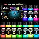 ABEIER Glow in the Dark Acrylic Paint - 10 Bright Colors (60ml/2oz) Long Lasting Glow Fluorescent Paint for DIY Projects, Halloween, Easter, Christmas Decorations