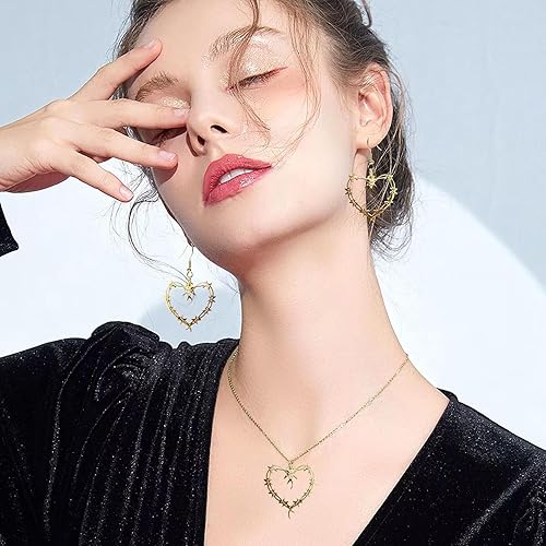 Miniatura 4 de Karol Merch - Collar de corazón de Bichota de 3 piezas y aretes de corazón de Karol, accesorios de corazón gótico KG para mujeres, collar de Bichota