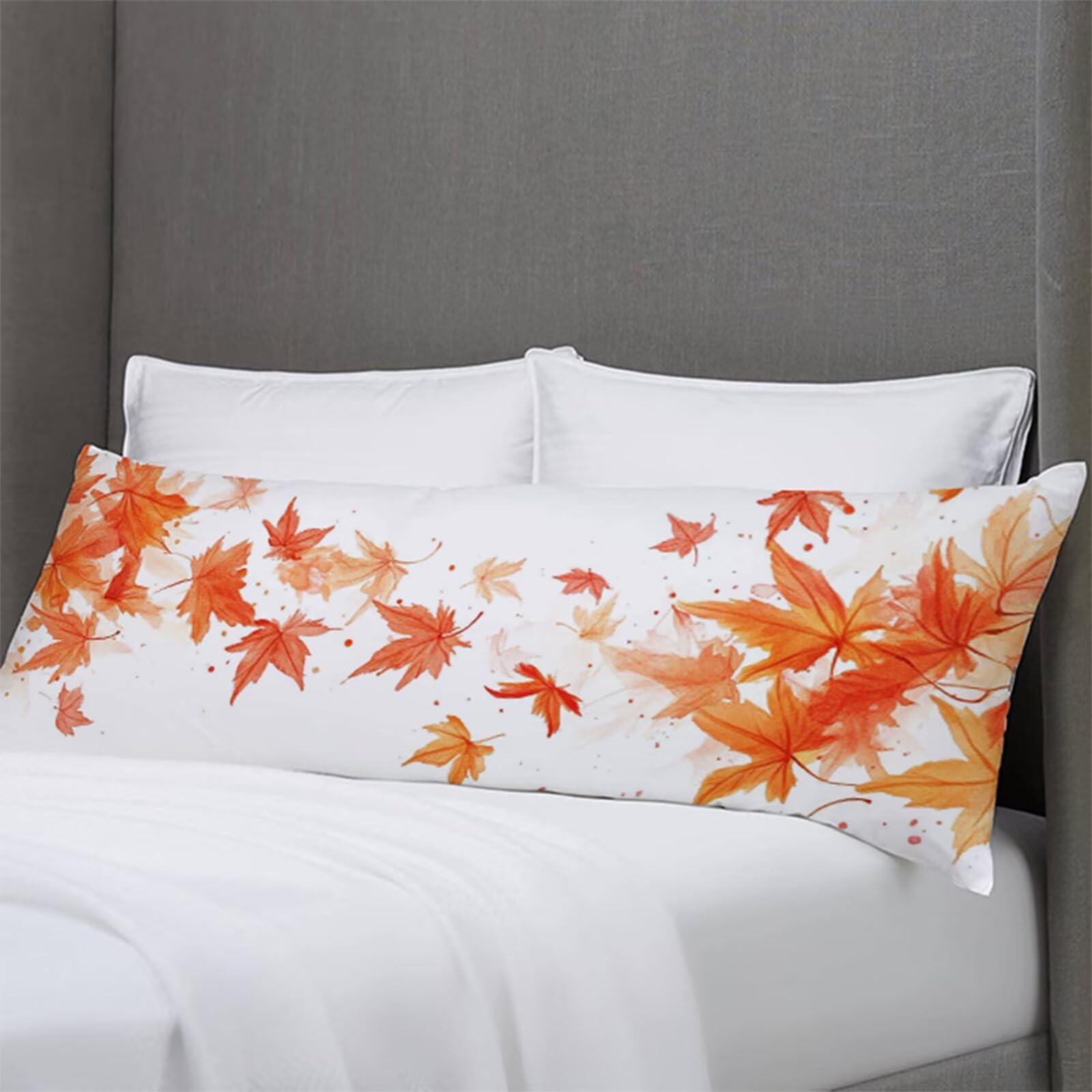 Seitenschläferkissen Bezug 50 x 150 cm Einfach Kissenbezug Ahornblatt Muster Side Sleeper Pillow Case, Doppelseitig Drucken Weiche Samt Body Pillow Langes Kissen Schwangerschafts kissen B1-1417