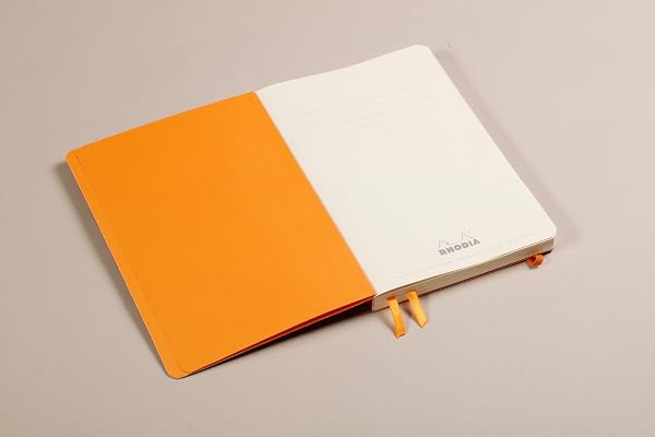 RHODIA 117742C - Carnet Souple Goalbook Noir - A5 14,8 x 21 cm - Pointillés Dot - 240 pages - Papier Clairefontaine Ivoire 90 g/m² - 2 Rubans, Fermeture Élastique - Simili Cuir - 5