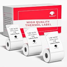 [3x110 pcs] Phomemo Thermal Sticker Label Paper, Multi-Purpose Self-Adhesive Tag for M110, M220, M120, M200, M221,M150,M250 Label Maker, Phomemo Original Labels 1.96"x2.75" 50x70mm, Black on White
