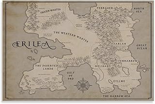 FGJERIO Vintage Throne of Glass Erelia Map Canvas Poster Wall Art Decor Print Picture Paintings for Living Room Bedroom Decoration 08x12inch(20x30cm)