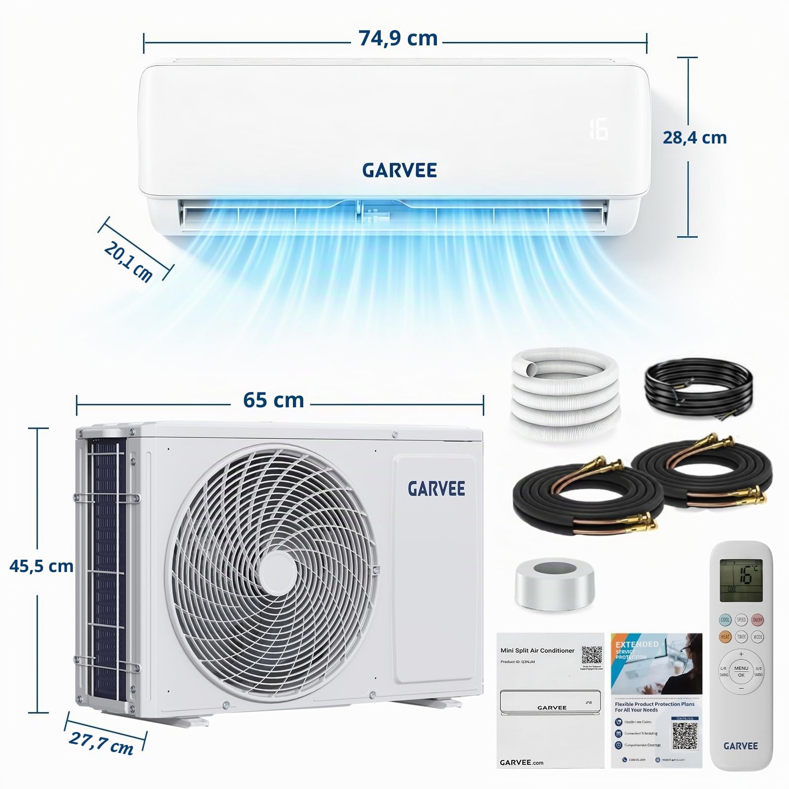 Klimaanlage Split, Inverter Klimagerät mit Kühlung und Heizung, Split Klimaanlage Wandmontage, 12000 BTU(3.5 kW), WiFi&App, Sehr Leise, R32 Kältemittel, Montagematerial, bis 100qm [Energieklasse A++]