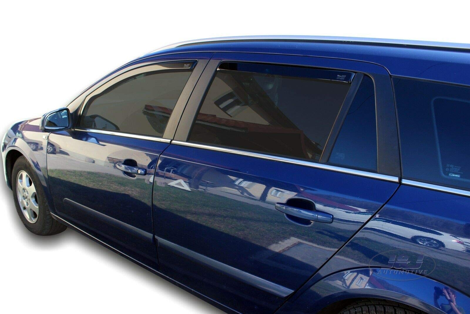 J&J AUTOMOTIVE Windabweiser passend für Opel Astra H Kombi 2004-2014 4tlg, Heko Regenabweiser Vorne Hinten Getönt Dunkel Passform