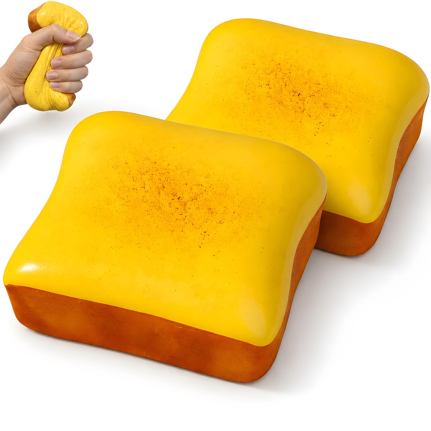 Photo 1 of 2 Pack Bread Squishy, Slow Rising Squishy Toast, Cute Fidget Toys for Desk Breaks, Palm-Size Squeeze Toy, Party Favor Gift, Stocking Stuffer