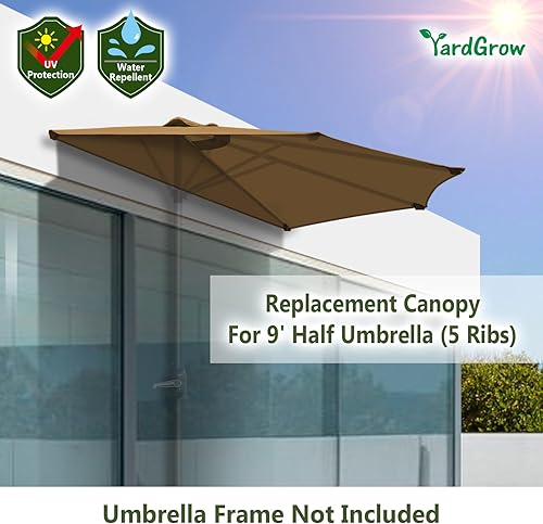 Miniatura 2 de YardGrow Toldo de repuesto para sombrilla de 9 pies y 5 varillas, solo toldo de repuesto, marco no incluido