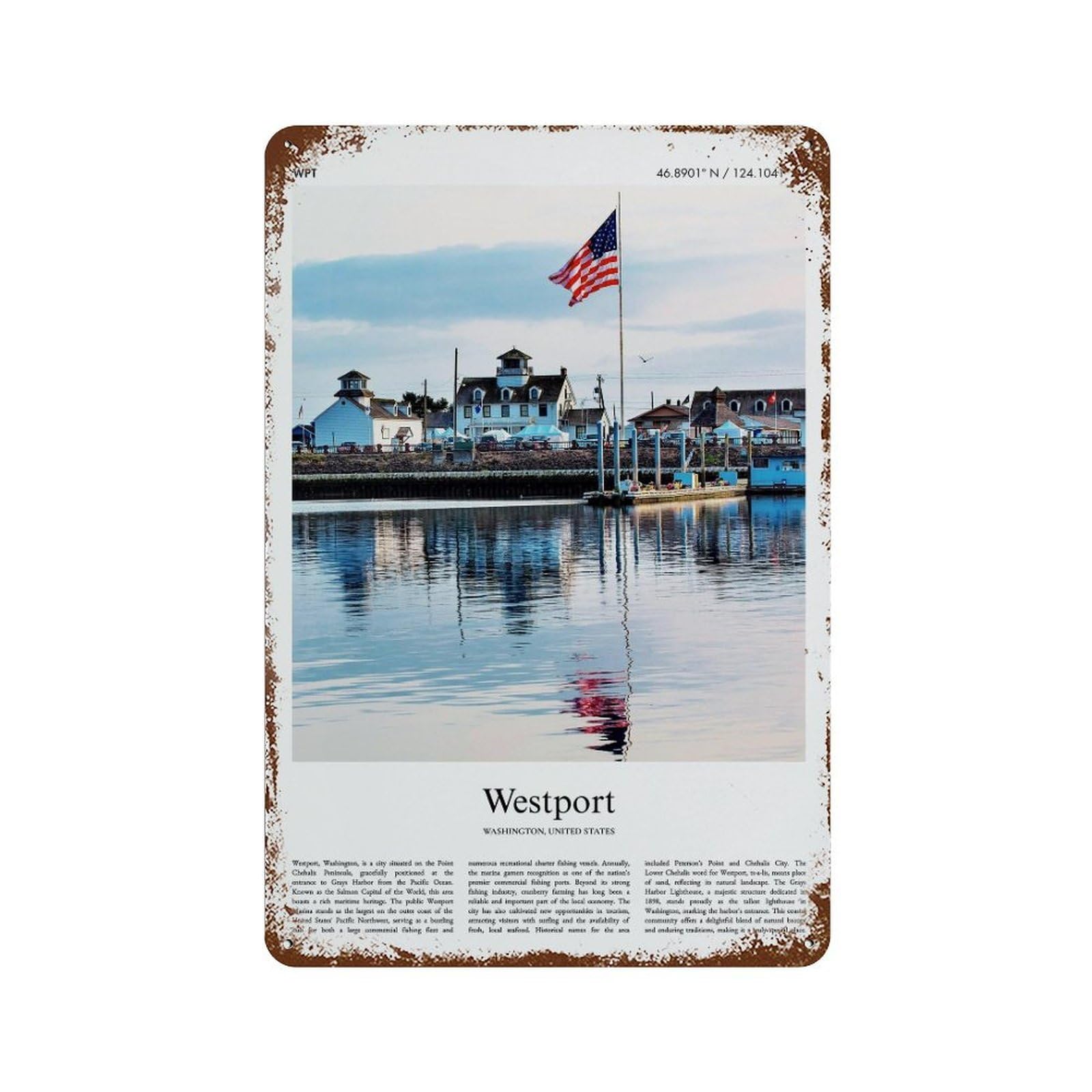 xiaoxiaoshen Westport Washington, United States, USA City Scenery Wall Decor Art Metal Tin Poster Modern Home Decor Art Home Bar Shop Decorations Vintage Sign 30x20cm
