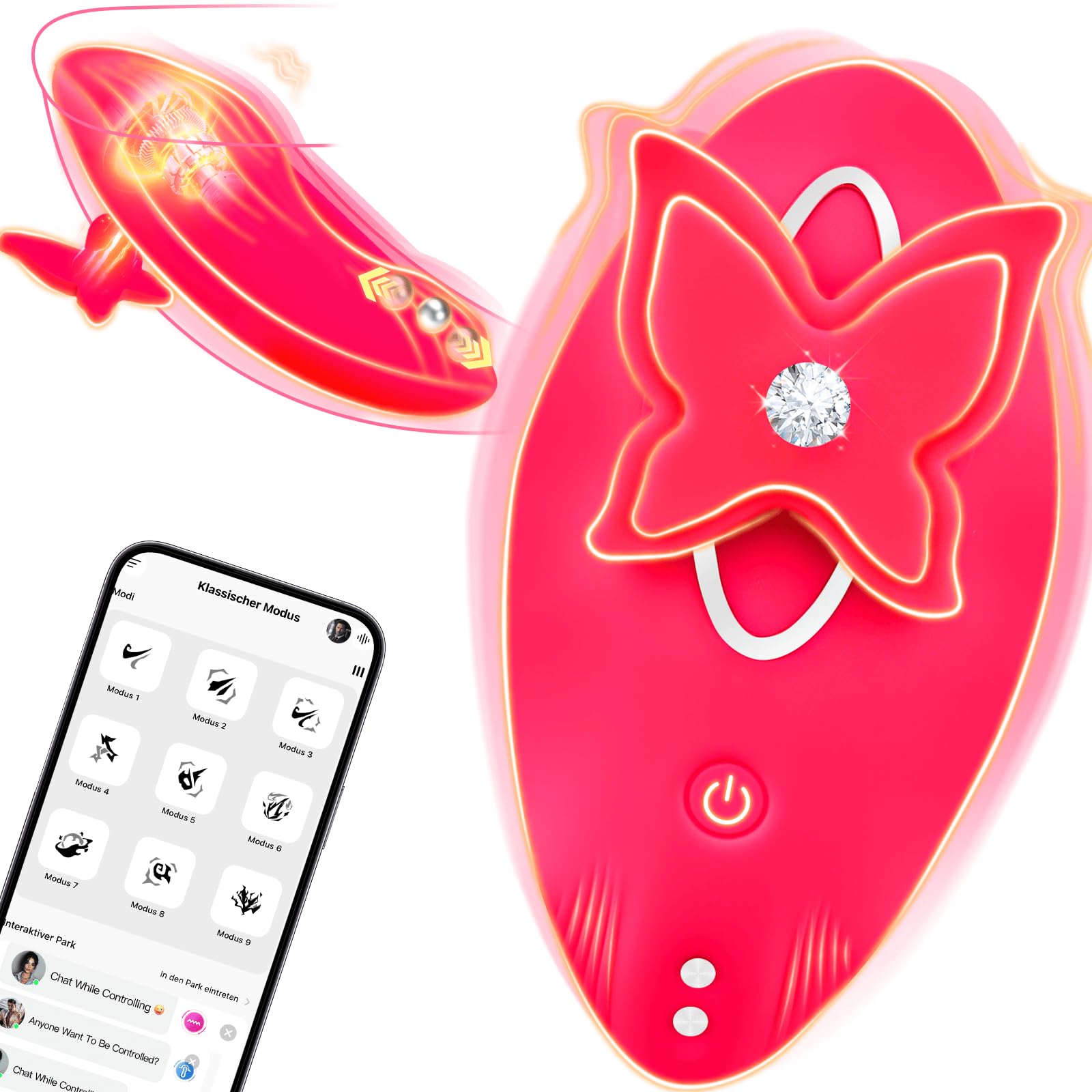 Vibradores Mariposas Vibradorador Clítoris Mujer Juguetes Eróticos | Vibrador Control Remoto App Huevos Vibradores con 9 Modos de Vibración Estimulador de Clítoris Femenino Sex Toys Silicona