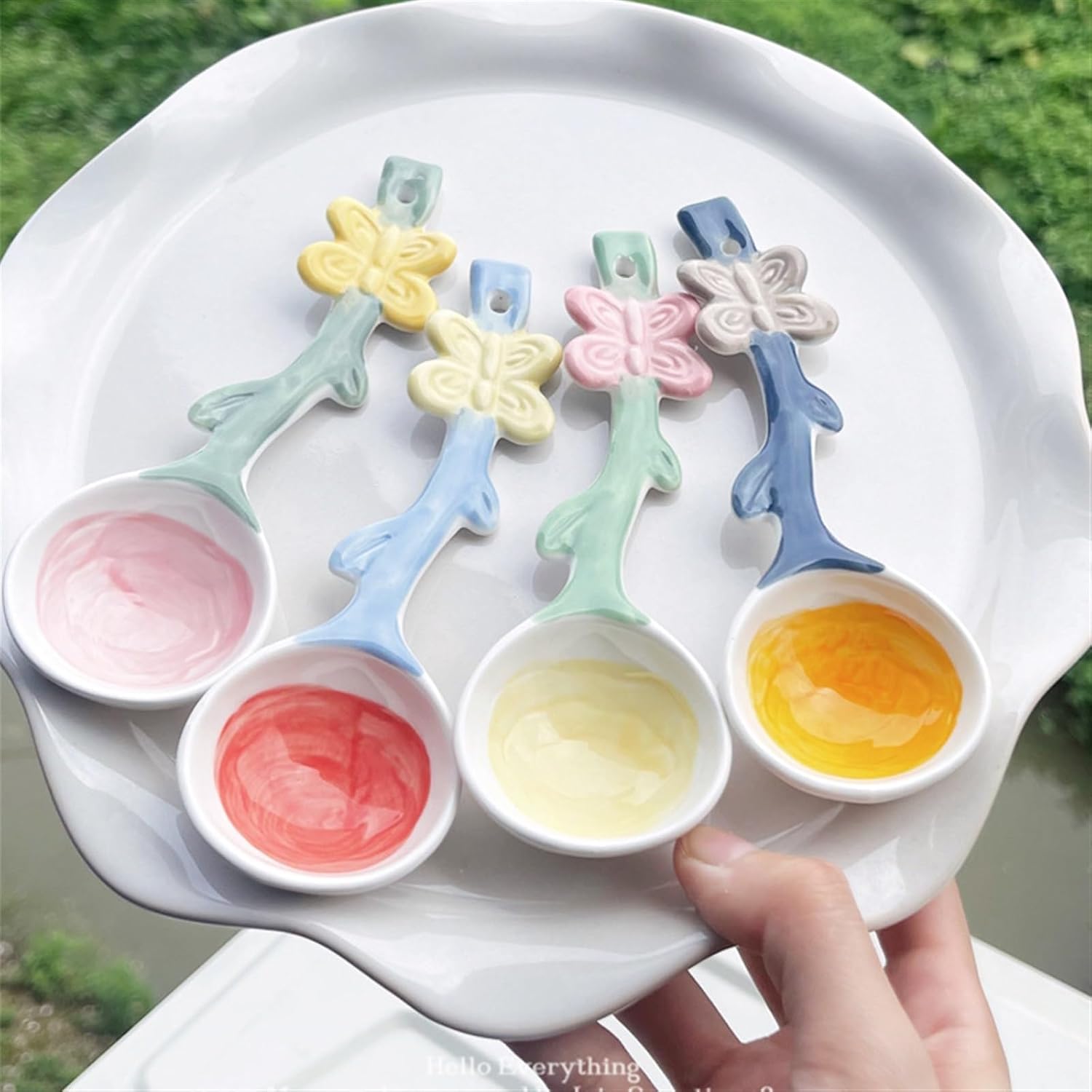 Soup Spoon 2-piece Cute Ceramic Breakfast Dessert Ice Cream Rice Suitable for Women, Girls, Children Scoop(Orange)